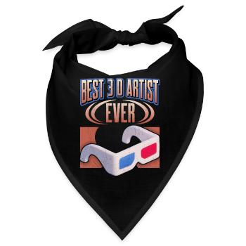 3 D Künstler, lustiger Spruch mit 3 D Brille - Bandana - Schwarz - Vorne