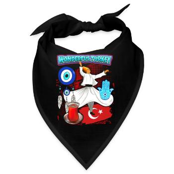 Türkei, Derwische, Türkischer Tee, Türkisches Auge - Bandana - Schwarz - Vorne