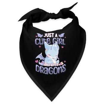 Just a cute Girl who loves Dragons - Kawaii Drache - Bandana - Schwarz - Vorne