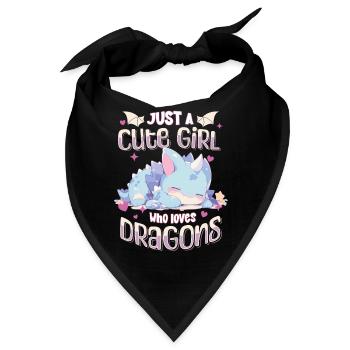 Just a cute Girl who loves Dragons - Kawaii Drache - Bandana - Schwarz - Vorne