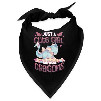 Just a cute Girl who loves Dragons - Kawaii Drache - Bandana - Schwarz - Vorne