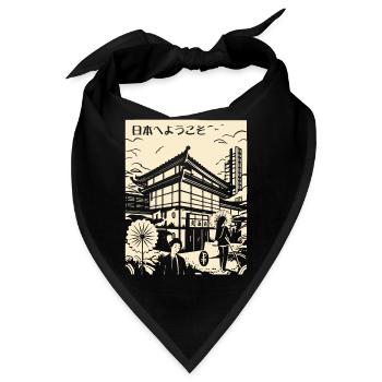 Willkommen in Japan: Szene aus japanischem Edo - Bandana - Schwarz - Vorne