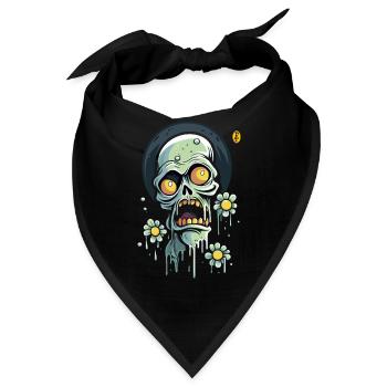 Blumen Power und ein erschrockener Schädel - Bandana - Schwarz - Vorne