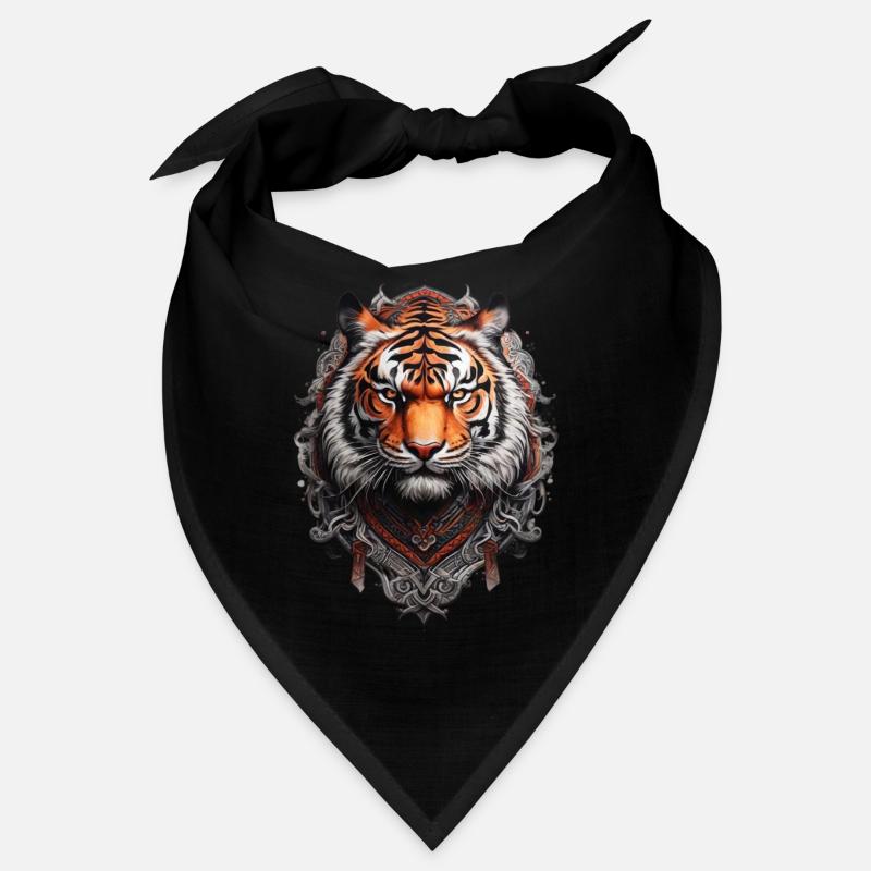 Bengalischer Tigerkopf im Stil Wikinger-Tattoo - Bandana - Schwarz
