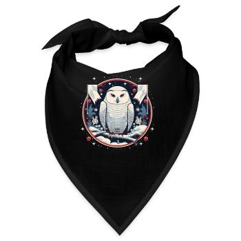 Schneeeule mit Weihnachtsornament - Bandana - Schwarz - Vorne
