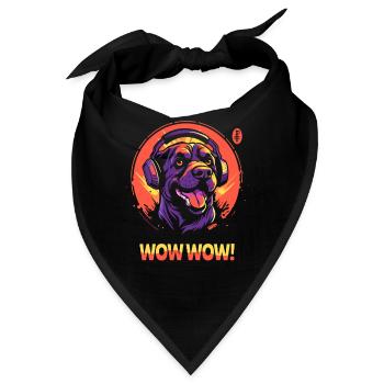 Wow Wow Musik mit Kopfhörer-Hund - Bandana - Schwarz - Vorne