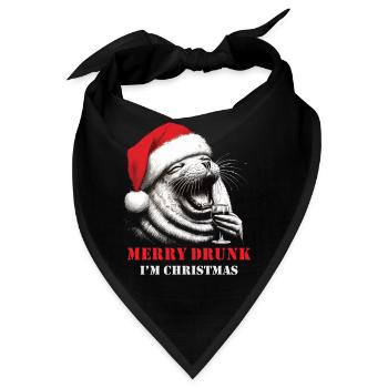 Merry Drunk I'm Christmas Wein Spruch Weihnachten - Bandana - Schwarz - Vorne