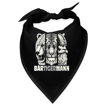 Bärtigermann Bär Tiger Mann Geschenk Bartträger - Bandana - Schwarz - Vorne