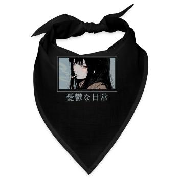 Emo Girl Smoking Cigarette Soft Grunge Anime Aesth - Bandana - Schwarz - Vorne
