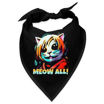 Miau Alle! Lustige bunte Katze - Bandana - Schwarz - Vorne