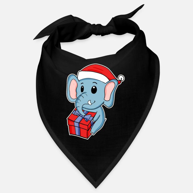 Éléphant avec chapeau de Noël Bandana
