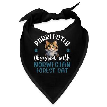 Purrfectly Obsessed With Norwegian Forest Cat - Bandana - Schwarz - Vorne
