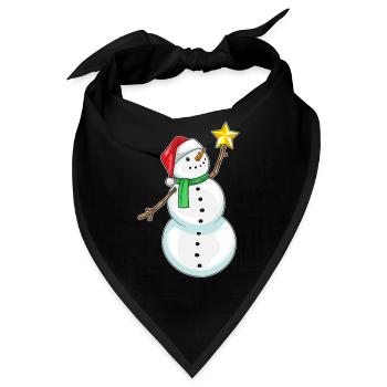 Schneemann Weihnachten Weihnachtsstern - Bandana - Schwarz - Vorne