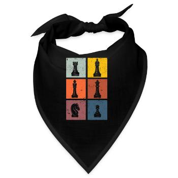 Schachspieler Silhouetten Schachfiguren Retro - Bandana - Schwarz - Vorne