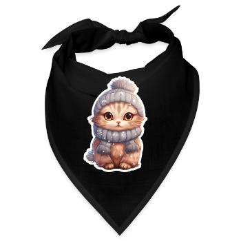 Süße Katze im Winter - Bandana - Schwarz - Vorne