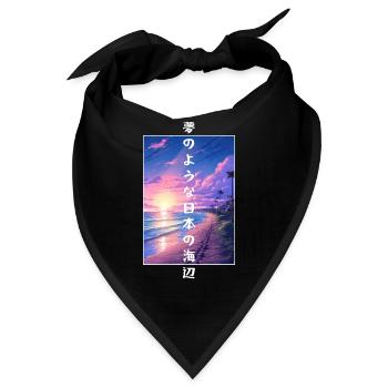 Vintage Dreamy Beach Japanese Lo Fi Aesthetic Beac - Bandana - Schwarz - Vorne