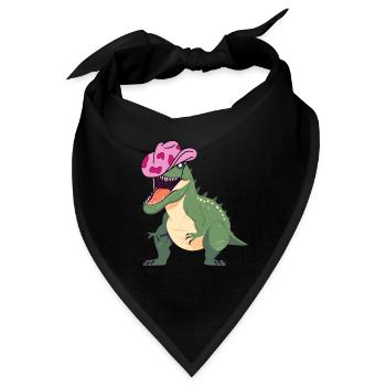 Dinosaurier mit rosa Cowboyhut - Bandana - Schwarz - Vorne