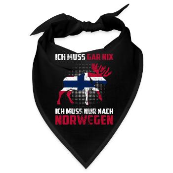 ICH MUSS GAR NIX ICH MUSS NUR NACH Norwegen Skandi - Bandana - Schwarz - Vorne