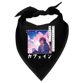 Vaporwave Aesthetic Kawaii Coffee Lover Japanese A - Bandana - Schwarz - Vorne
