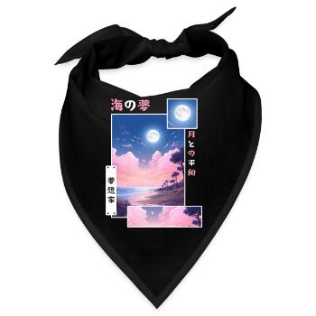 Vintage Japanese Vaporwave Dreamy Ocean Lofi Stree - Bandana - Schwarz - Vorne