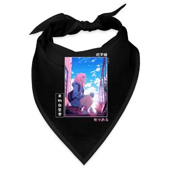 Japanese Aesthetic Kawaii Coffee Lover Anime Girl - Bandana - Schwarz - Vorne