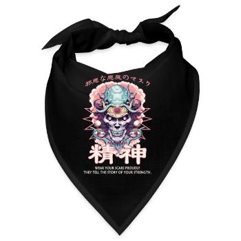 Creepy Oni Mask Japanese Streetwear Hiphop Harajuk - Bandana - Schwarz - Vorne