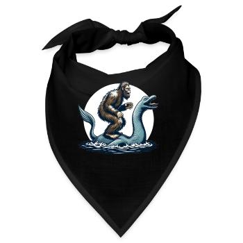Bigfoot Sasquatch reitet auf dem Ungeheuer von Loch Ness - Bandana - Schwarz - Vorne