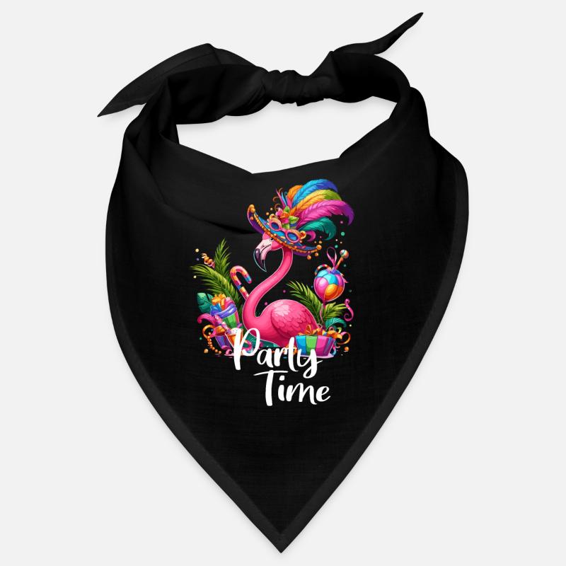 Flamingo feiert Party Wochenende Karneval Urlaub Bandana