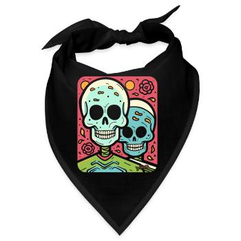 Moderne Pop-Schädel und Partnerschaft vs. Liebe - Bandana - Schwarz - Vorne