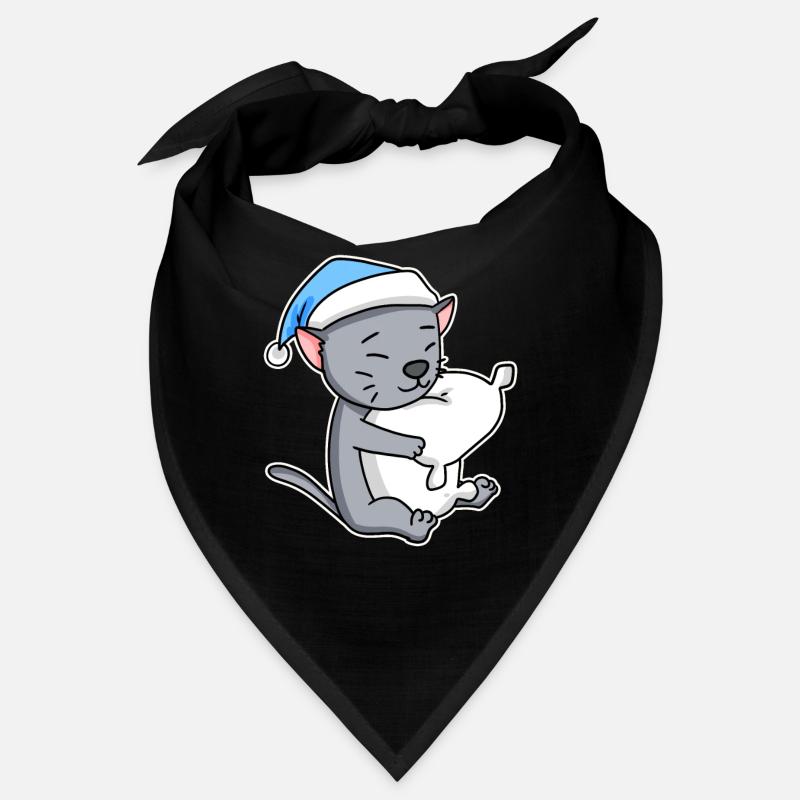 Dormir fatigué - Chat avec oreiller et bonnet somnolent Bandana
