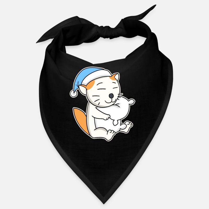 Dormir fatigué - Chat avec oreiller et bonnet somnolent Bandana