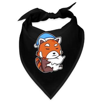 Westlicher Kleiner Panda mit Kissen und Schlafmütz - Bandana - Schwarz - Vorne