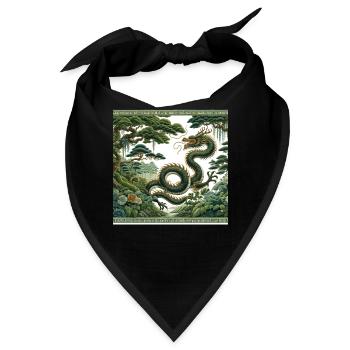 Chinesische Drachenkunst Mystische Waldgeister - Bandana - Schwarz - Vorne