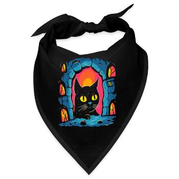 Ein Kunstwerk: Cartoon einer Katze im Kerker - Bandana - Schwarz - Vorne