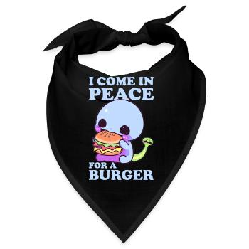 I Come In Peace For A Burger Cute Alien Eating Bur - Bandana - Schwarz - Vorne