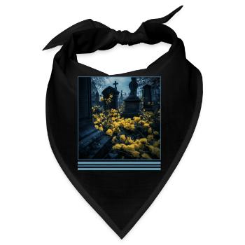 Gelbe Rosen & Grabsteine Vintage Gothic - Bandana - Schwarz - Vorne