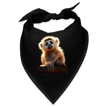 Gibbon Affen Baby Monkey Kleine Gibbons Süßer Affe - Bandana - Schwarz - Vorne