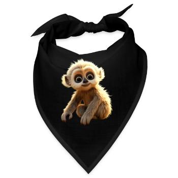Gibbon Affen Baby Monkey Kleine Gibbons Süßer Affe - Bandana - Schwarz - Vorne
