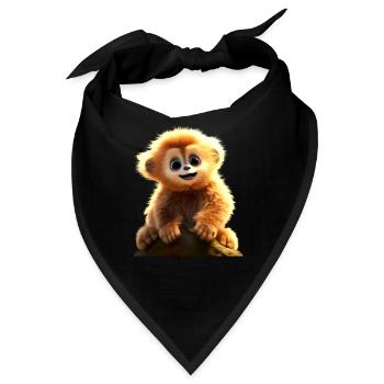 Gibbon Affen Baby Monkey Kleine Gibbons Süßer Affe - Bandana - Schwarz - Vorne