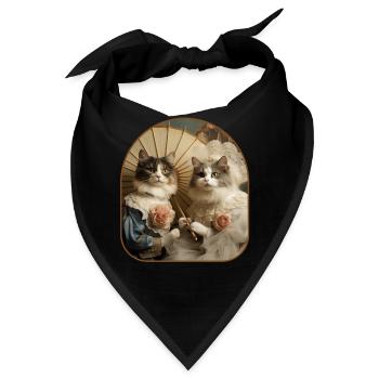 Vintage-Porträt viktorianische Katzen mit Pilz - Bandana - Schwarz - Vorne
