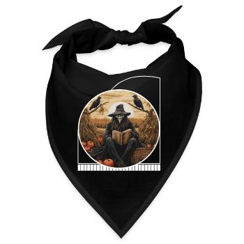 Halloween Vogelscheuche Buch Picknick Cottagecore - Bandana - Schwarz - Vorne