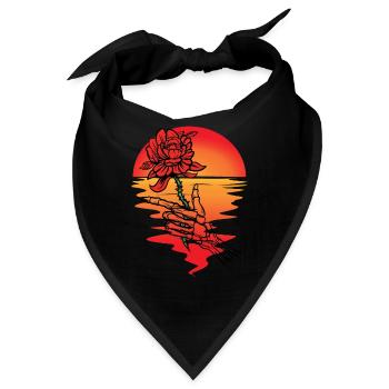 Sonne Blume Tod Skelett Sonnenuntergang Jenseits - Bandana - Schwarz - Vorne