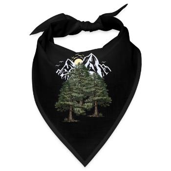 Wildnis Gebirge Natur Wald Kiefern Tannen Bäume - Bandana - Schwarz - Vorne