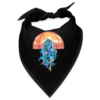 Wildnis Fantasy Wildpferd Pferde Pony Hengst bunt - Bandana - Schwarz - Vorne