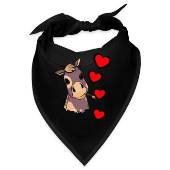 Fohlen Baby Pferd Herz Kind Geburtstagsgeschenk - Bandana - Schwarz - Vorne