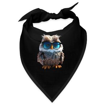Eule Schleiereule Geschenk Kauz Uhu Owl Süße Eulen - Bandana - Schwarz - Vorne