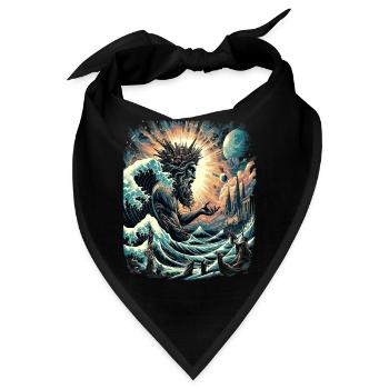 Poseidons Große Welle vor Kanagawa - Bandana - Schwarz - Vorne