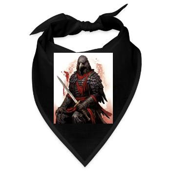 Japanische Kunst Japanischer Holzschnitt Kunstdruck Samurai - Bandana - Schwarz - Vorne