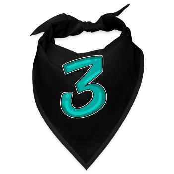 3 - Drei - Dritter - Bandana - Schwarz - Vorne