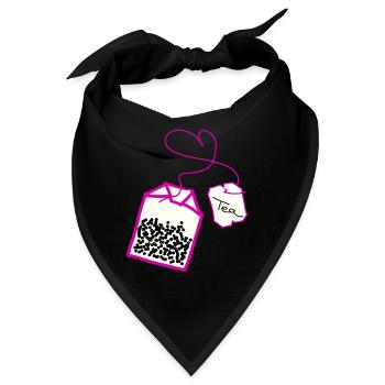 Teebeutel im Herz pink - Bandana - Schwarz - Vorne